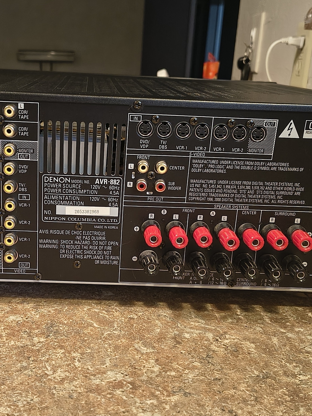 Denon AVR-882 Black Home Theater Receiver - Black